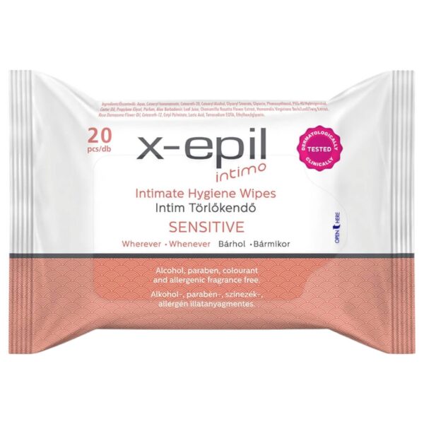 n_5998603380566 X-Epil Intimo Sensitive - intim törlő kendő (20db)