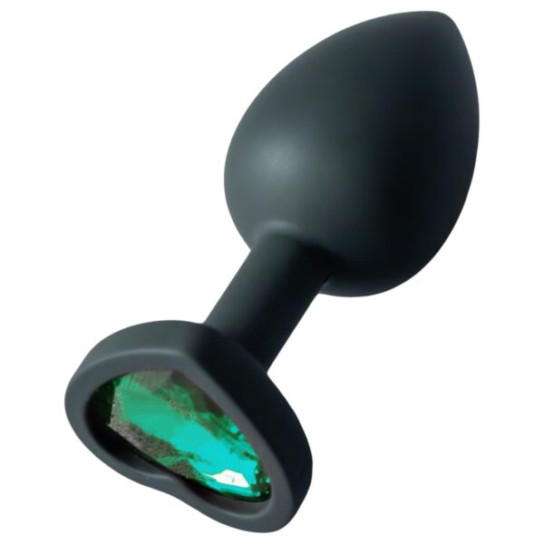 n_5999576181228 szilikon anál plug szív alakú sötét zöld kővel