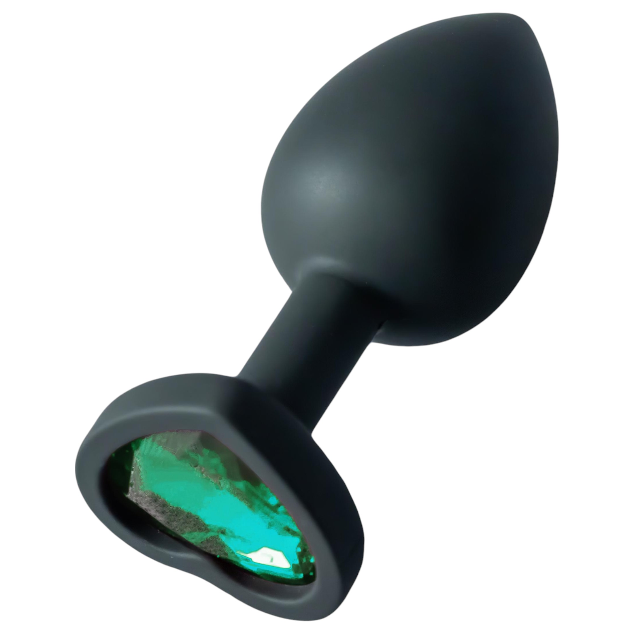 n_5999576181228 szilikon anál plug szív alakú sötét zöld kővel