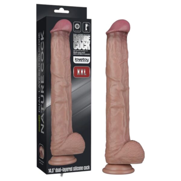n_6942063401940 kétrétegű XXL dildó - 36,5 cm - (natúr)