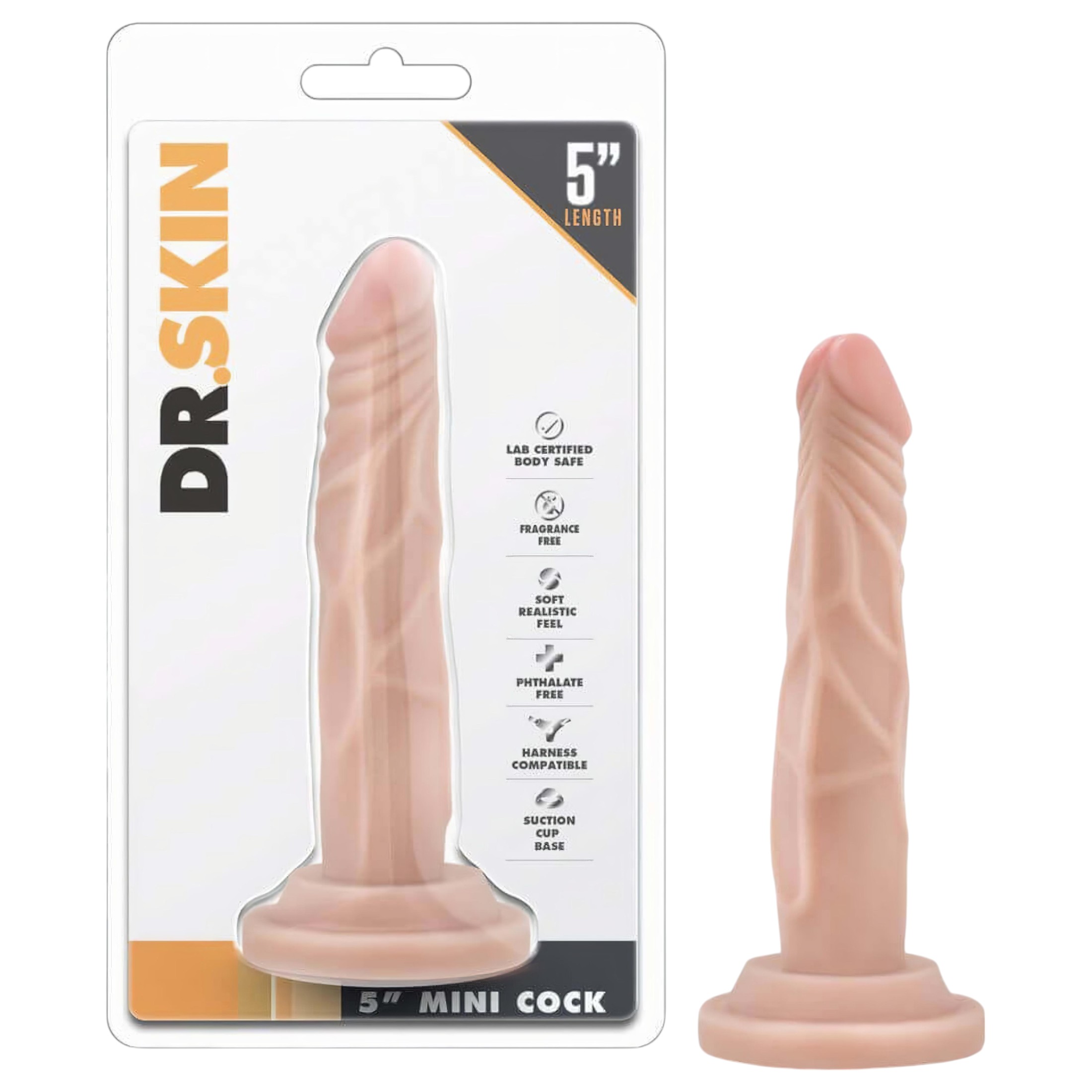 n_819835020288 Dr. Skin 5 - tapadókorongos élethű dildó - natúr (14,5cm)