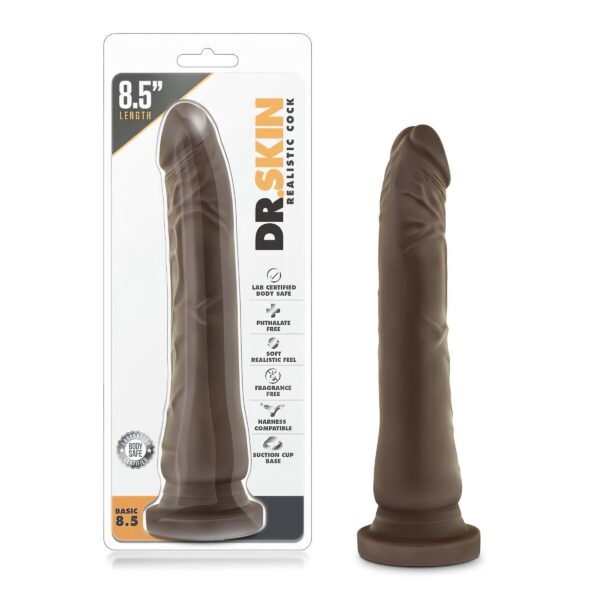 n_855215007074 Dr. Skin 8,5 - tapadókorongos élethű dildó - barna (20,5cm)