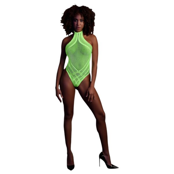 n_8714273494498 Ouch! - foszforeszkáló pántos hatású body (neon zöld)