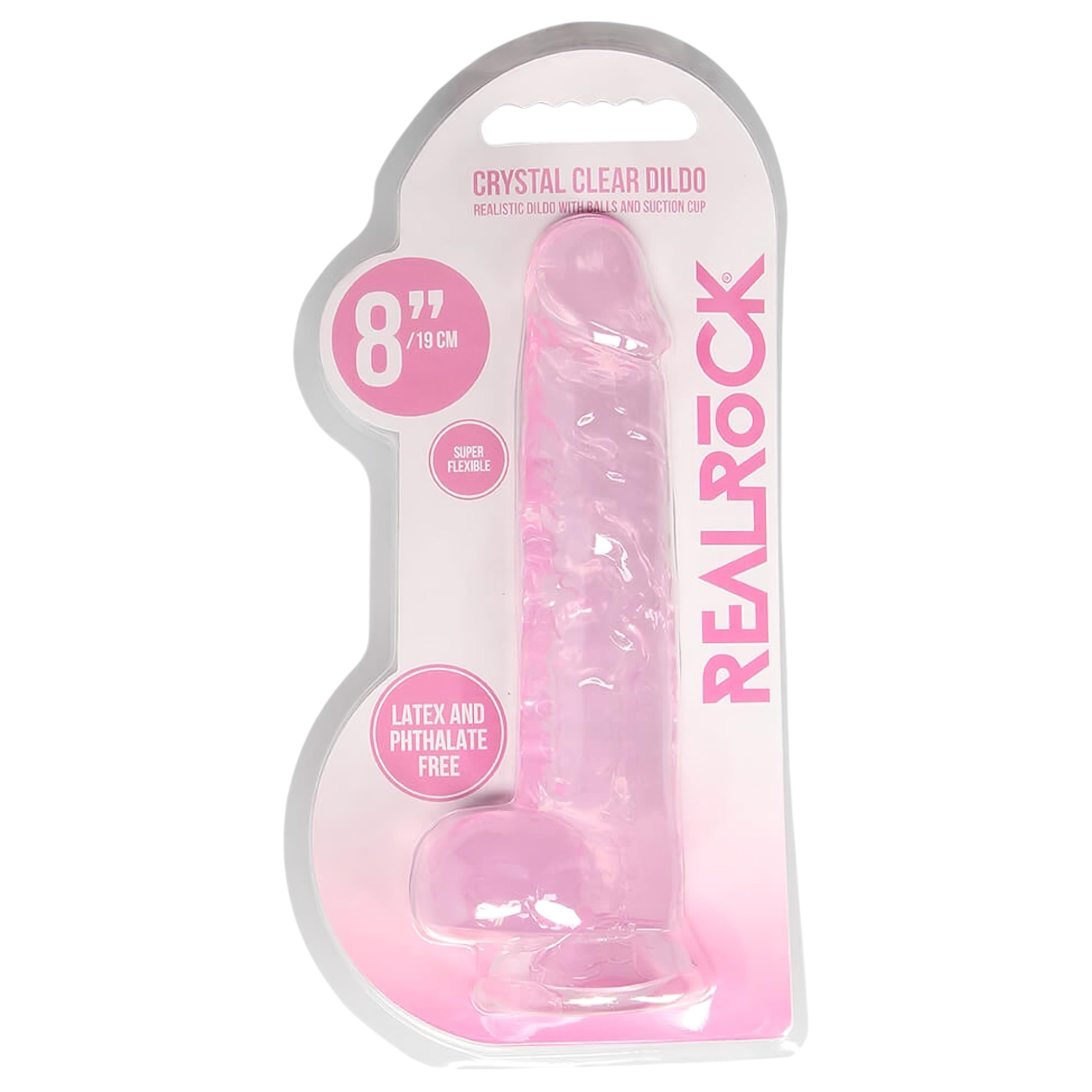n_8714273543219 átlátszó élethű dildó - pink (19cm)