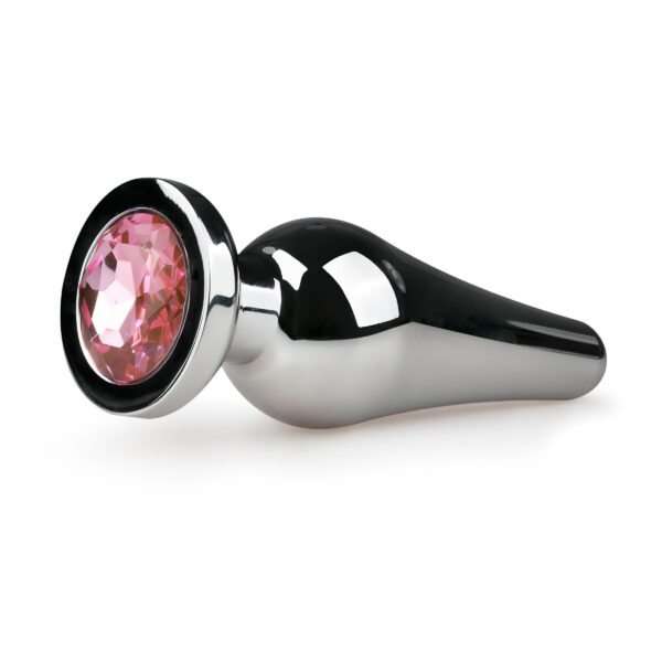 n_8718627525586 Easytoys Metal No.11 - pink köves kúp anál plug - ezüst (3,5cm)