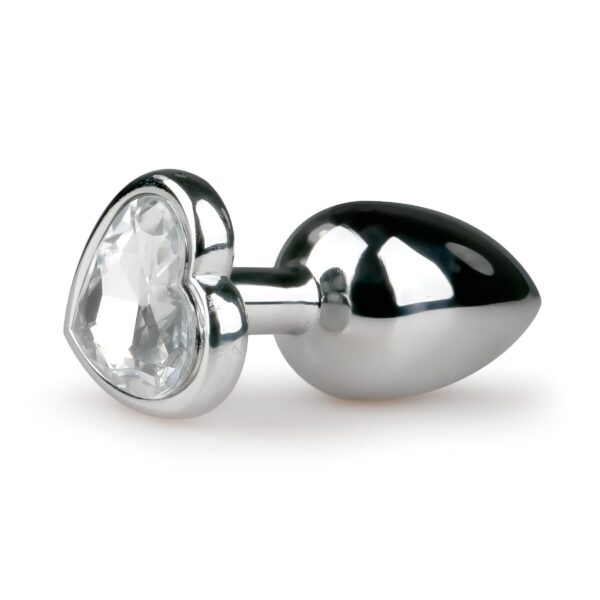 n_8718627525746 Easytoys Metal No.2 - anál plug szíves kővel (ezüst-fehér)