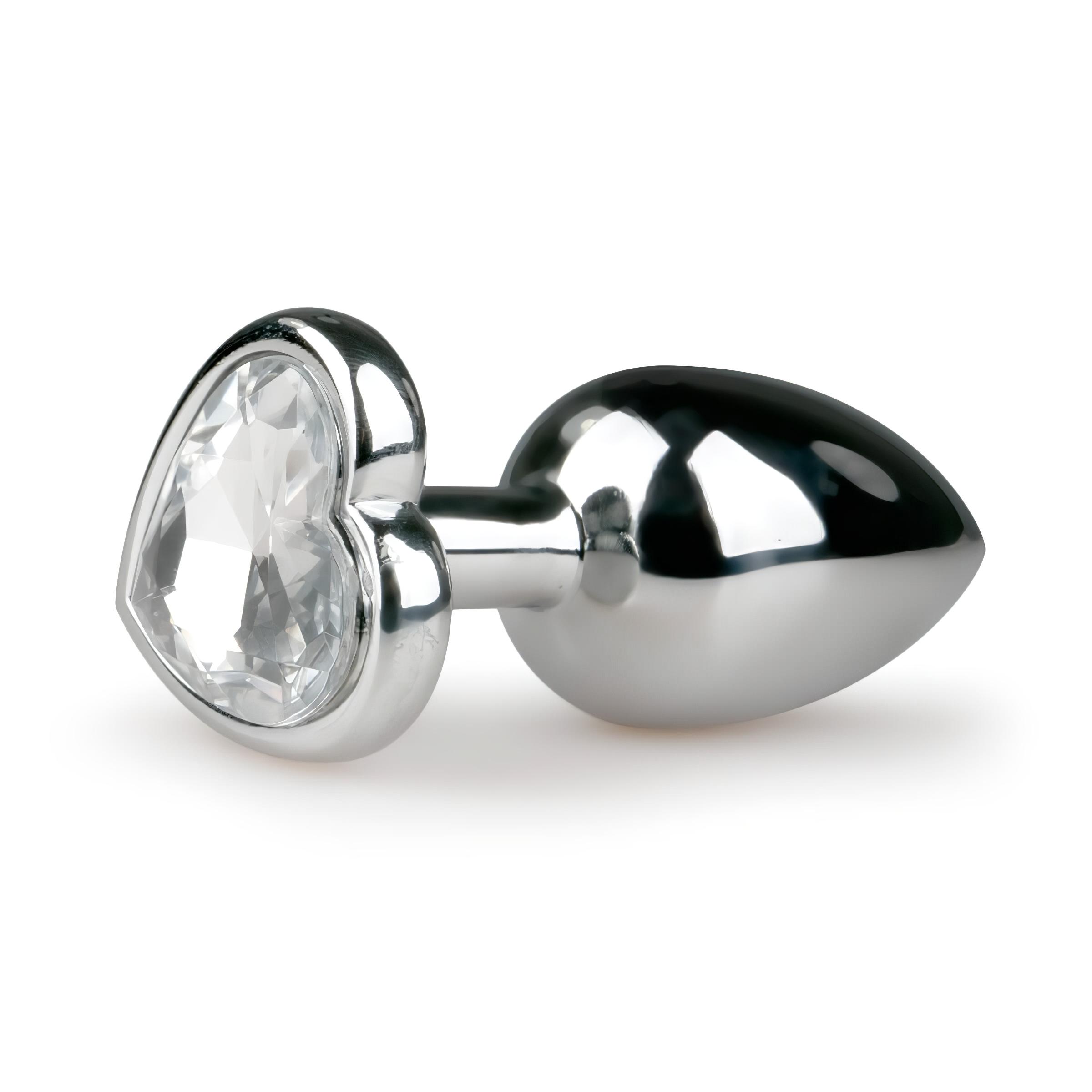 n_8718627525746 Easytoys Metal No.2 - anál plug szíves kővel (ezüst-fehér)