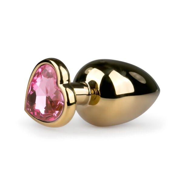 n_8718627525791 Easytoys Metal No.8 - anál plug szíves talppal - arany-pink (3,5cm)
